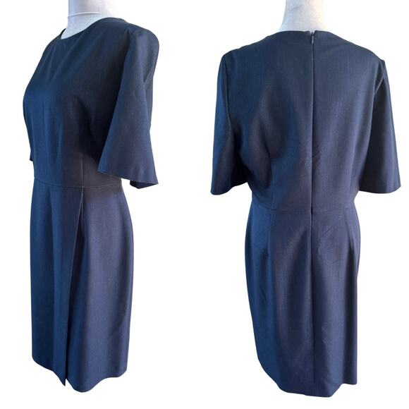 Alex Marie Denim Blue Statement Sleeve Faux Wrap Dress 12 EUC - Picture 3 of 8